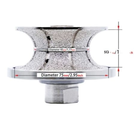 Metal Pulver Diamante 98mm F30 Pedra de moagem Roda de perfil Roteador Bit Bit Electroplated