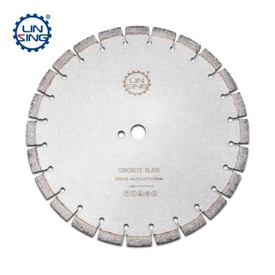 Lâmina de serra de diamante de 350 mm de concreto soldada a laser para corte de concreto 24Z sem aspas