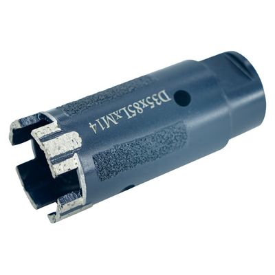 Perforação seca de pedra de granito vermelho de 35 mm com adaptador M14 e pó de ferro