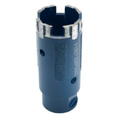Perforação seca de pedra de granito vermelho de 35 mm com adaptador M14 e pó de ferro