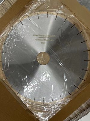 0.014in Espessura da lâmina Prata brasada 400MM Diamante lâmina de serra horizontal para mármore